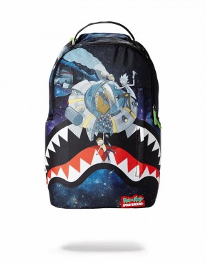 Black Blue Men's Sprayground Rick & Morty Backpacks | KOWB67102