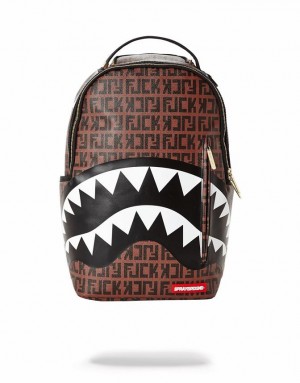 Black Brown Men's Sprayground Offended Backpacks | HDGF63807