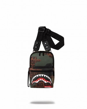 Black Brown Women's Sprayground Camo Infiniti Slings Bag | CMQY69741