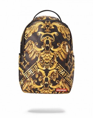 Black Gold Men's Sprayground Palace Of Sharks Backpacks | ZOLQ87054