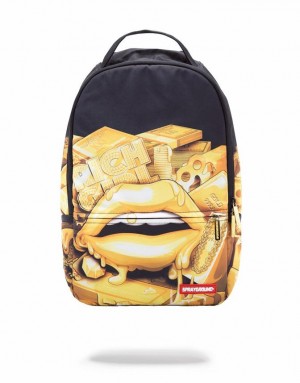 Black Gold Men's Sprayground Rich Girl Backpacks | ISJK71649