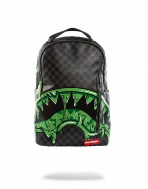 Black Green Men's Sprayground Slime Shark Backpacks | XJOF25134