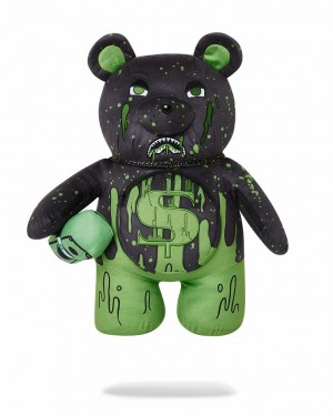 Black Green Men's Sprayground Teddy Bear Backpacks | NAUR10276