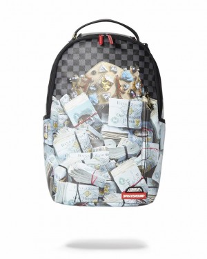 Black Men's Sprayground Bank Stacks Backpacks | MZRJ15308