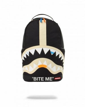 Black Men's Sprayground Bite Me Shark Backpacks | ANPF91582