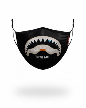 Black Men's Sprayground Bite Me Shark Face Masks | IOWB90462