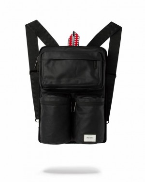 Black Men's Sprayground Cargo Flat Pack Backpacks | LNBA37426