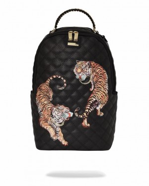 Black Men's Sprayground Catwalk Currency Backpacks | YDFI90345