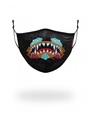 Black Men's Sprayground Dragon Shark Face Masks | CIGN47192