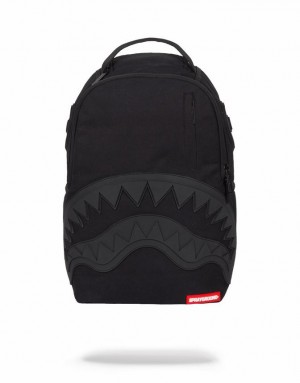 Black Men's Sprayground Ghost Rubber Shark Backpacks | ZDGK37564