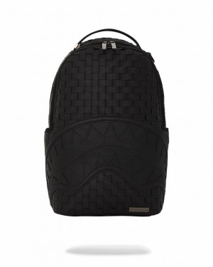 Black Men's Sprayground Handwoven Cut & Sew Backpacks | RJZV98267