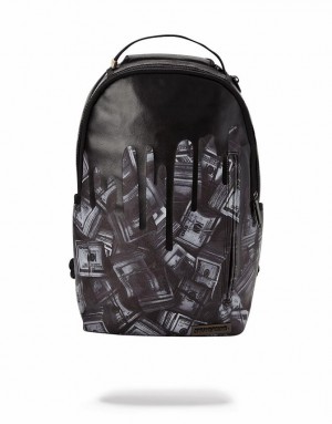 Black Men's Sprayground Money Drips Backpacks | DYEJ04921