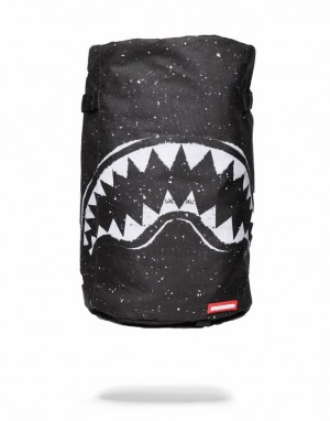 Black Men's Sprayground Party Shark Duffpack Backpacks | IFND53281