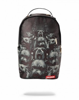 Black Men's Sprayground Pitbulls Backpacks | PUGQ96852