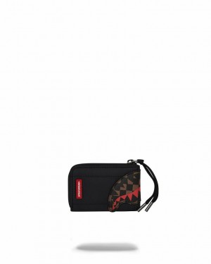 Black Men's Sprayground Puffer Shark Vail Flex Wallets | GPQD94806