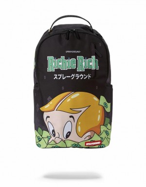 Black Men's Sprayground Richie Rich Backpacks | QSNW31685