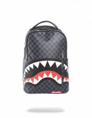 Black Men's Sprayground Sharks In Paris Backpacks | HLKM70982