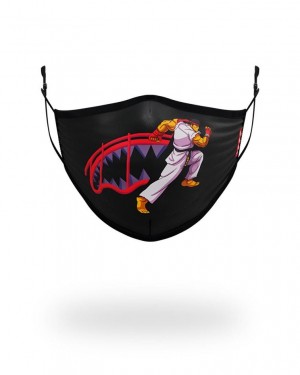 Black Men's Sprayground Street Fighter Face Masks | PVJD42307