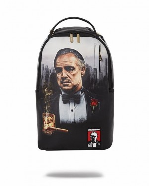 Black Men's Sprayground The Godfather Backpacks | AHVM74312