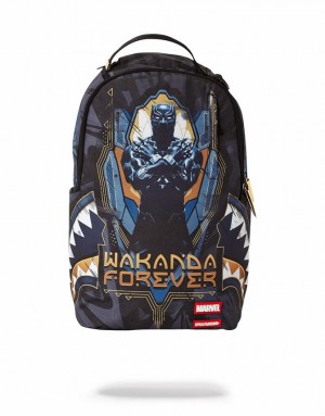 Black Men's Sprayground Wakanda Forever Backpacks | WOEV40257