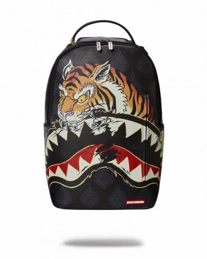 Black Men's Sprayground Year Of The Tiger Backpacks | ZNIL46871