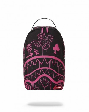 Black Pink Women's Sprayground Marker Drip Mini Backpacks | JYWT20687