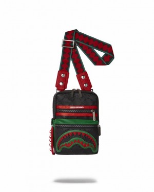 Black Red Men's Sprayground Dinero Slings Bag | GNVF05927