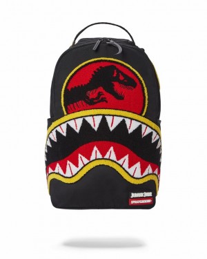 Black Red Men's Sprayground Jurassic Park Shark Backpacks | HBLK87943