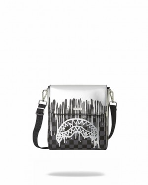 Black Sliver Women's Sprayground Chateau Ghost Large Slings Bag | DCUZ70562