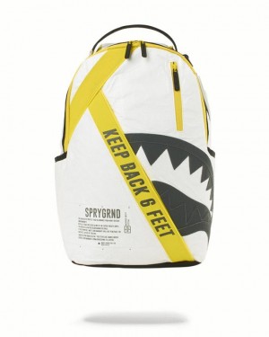 Black White Men's Sprayground Pack Tyvek 3m Shark Backpacks | BUAK82035