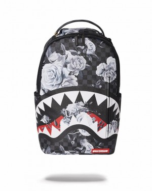 Black White Men's Sprayground Sharks In Paris Nightfall Backpacks | TCOK14765