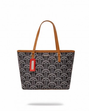 Black Women's Sprayground Illuchains Tote Bags | SXIQ32857