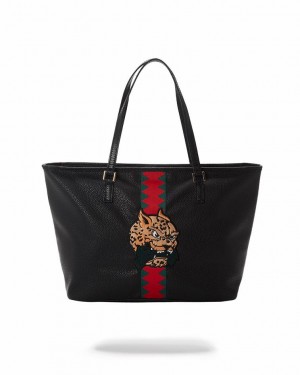 Black Women's Sprayground Italia Diviso Tote Bags | EJBX69532