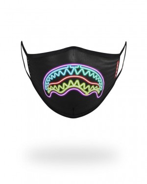 Black Women's Sprayground Neon Shark Face Masks | UCTB87951