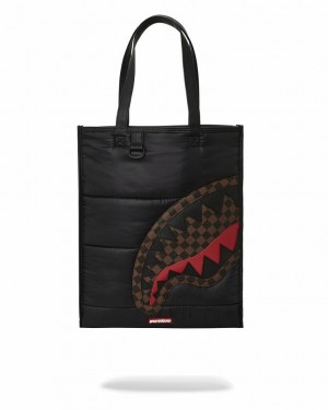 Black Women's Sprayground Puffer Shark Vail Flex Tote Bags | NKYM37520