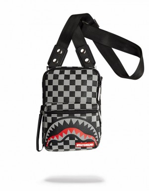 Black Women's Sprayground Reflective Sharks In Paris Slings Bag | YLVQ39567