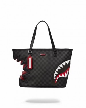 Black Women's Sprayground Shark Bite Sharks In Paris Tote Bags | DWZI38642