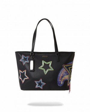 Black Women's Sprayground Star Racer A.I.7 Sandflower Collab Tote Bags | SHPU19467