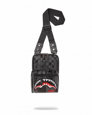 Black Women's Sprayground Xtc Grey Sharks In Paris Slings Bag | WUJH51386