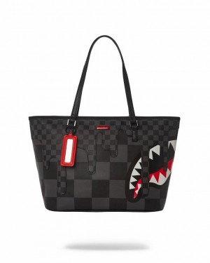 Black Women's Sprayground Xtc Grey Sharks In Paris Tote Bags | QOEJ75839