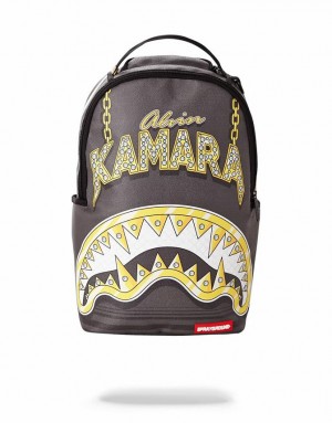 Black Yellow Men's Sprayground Kamara To The Future Backpacks | HEKQ75823