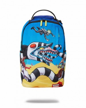 Blue Men's Sprayground Beetlejuice Backpacks | FQCS29567