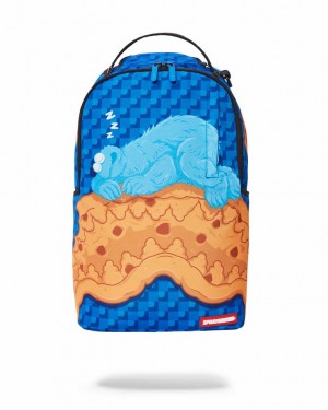 Blue Men's Sprayground Cookie Monster Sleeping Backpacks | BHFX87461