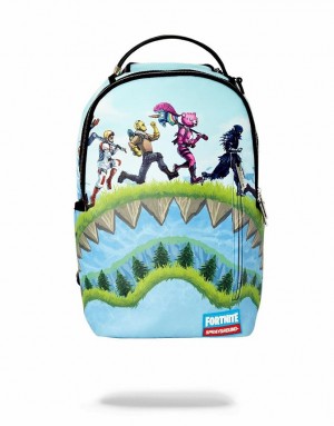 Blue Men's Sprayground Fortnite Shark Royale Backpacks | BEZG01596