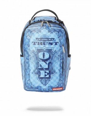 Blue Men's Sprayground In God We Backpacks | UCLN75840