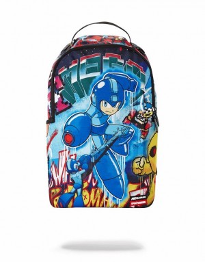 Blue Men's Sprayground Megaman Vandal Backpacks | MBUL06243