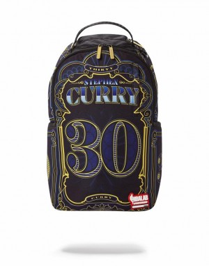 Blue Men's Sprayground Nba Curry Money Backpacks | CZWB83609