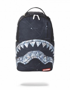 Blue Men's Sprayground Origami Shark Backpacks | NCJQ26314