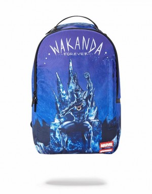 Blue Men's Sprayground Panther Wakanda Forever Backpacks | WTCJ90532