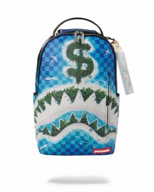 Blue Men's Sprayground Shark Island Backpacks | WCPM71453